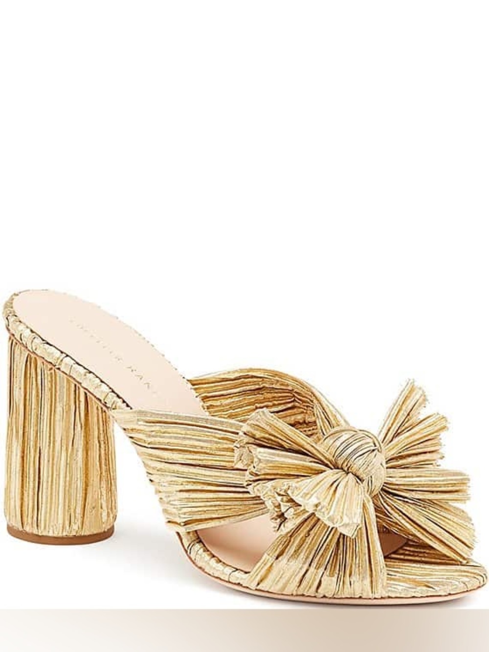 Loeffler Randall Gold Raffia Knotted Block Heel Mule